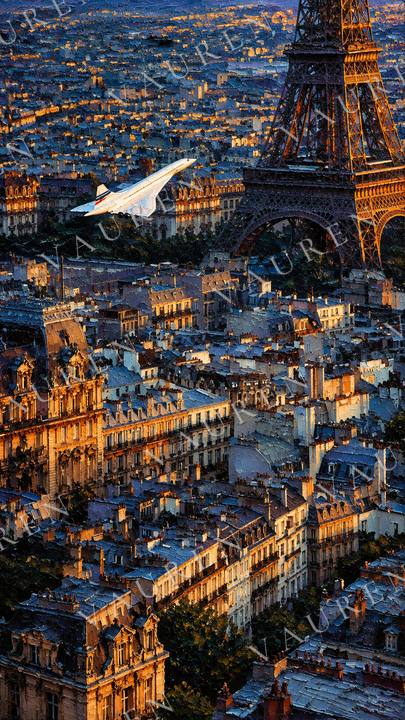 Concorde over Paris at sunset — portrait wallpaper, Vauren Altitude pack