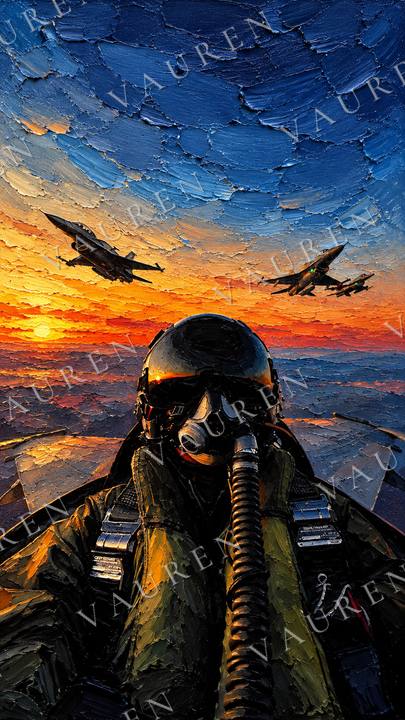 Fighter pilot self-portrait at sunset — portrait wallpaper, Vauren Altitude pack