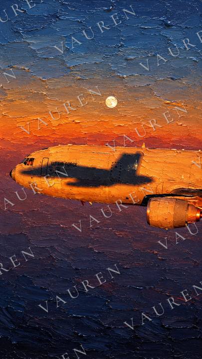 Air force jet at sunset — portrait wallpaper, Vauren Altitude pack
