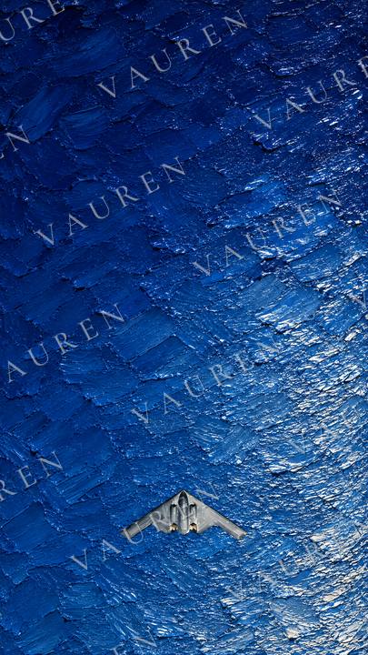 Stealth bomber over the ocean — portrait wallpaper, Vauren Altitude pack