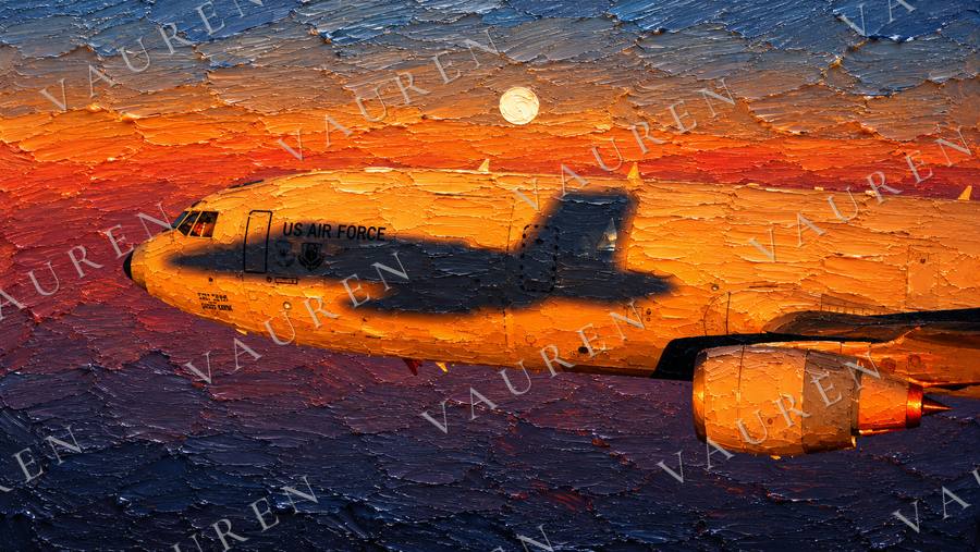 Air force jet at sunset — landscape wallpaper, Vauren Altitude pack