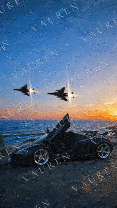 Midnight car wallpaper in oil painting style — portrait wallpaper, Vauren Midnight pack
