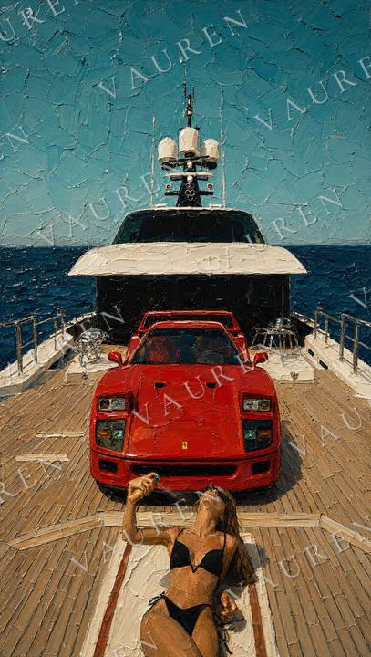 Midnight car wallpaper in oil painting style — portrait wallpaper, Vauren Midnight pack