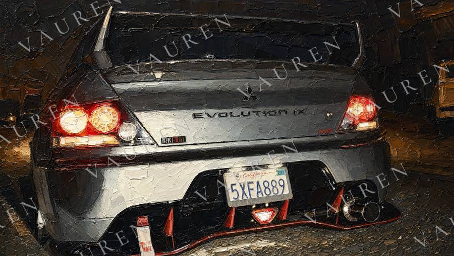 Midnight car wallpaper in oil painting style — landscape wallpaper, Vauren Midnight pack