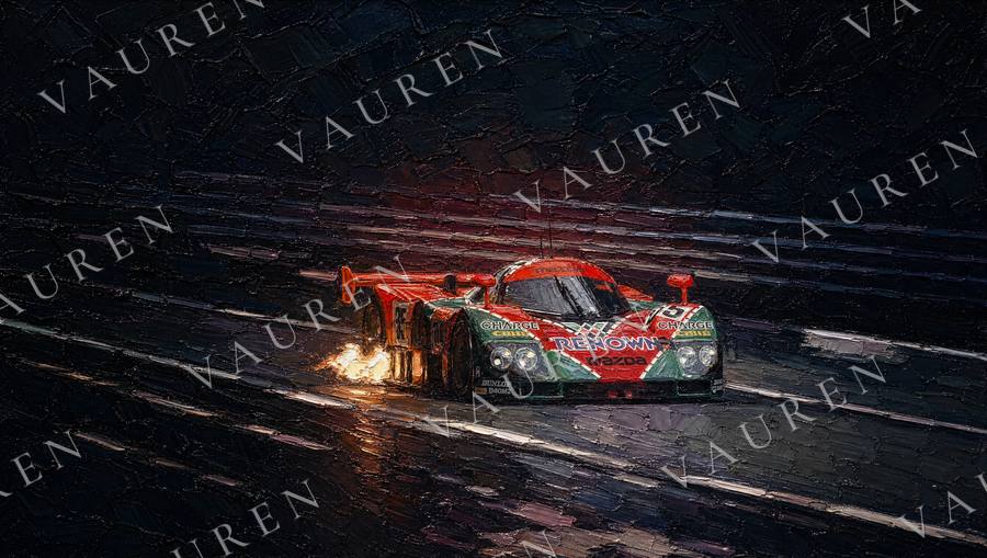 Midnight car wallpaper in oil painting style — landscape wallpaper, Vauren Midnight pack