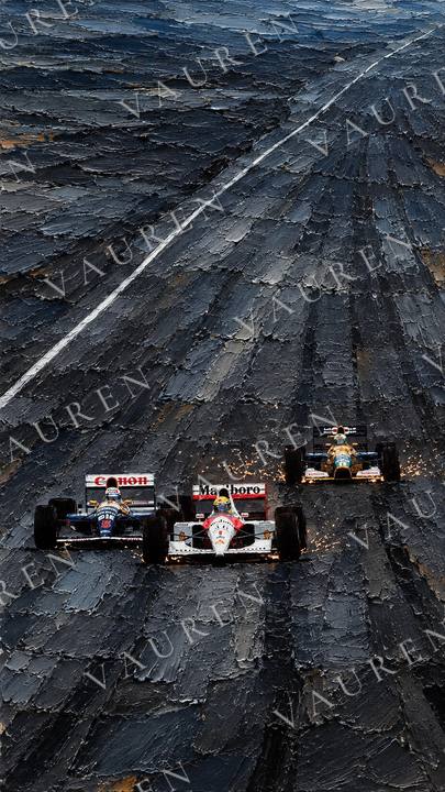 Formula 1 race in textured oil — portrait wallpaper, Vauren Paddock pack