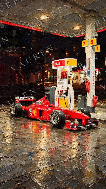 Formula 1 car under night lights — portrait wallpaper, Vauren Paddock pack