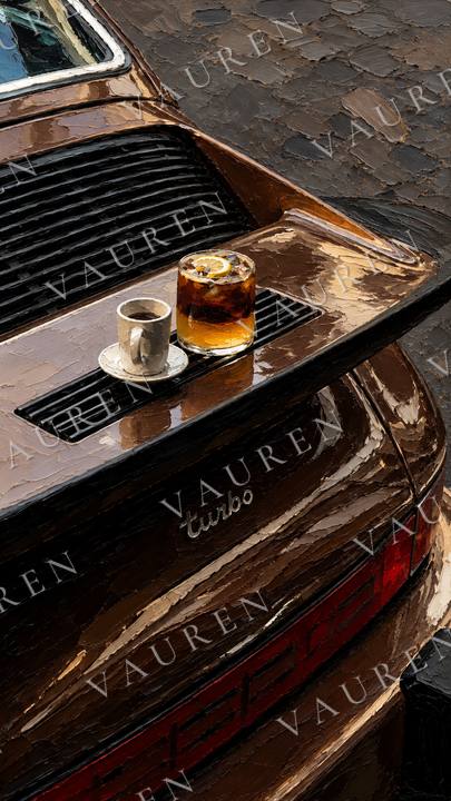 Morning coffee on a classic Porsche — portrait wallpaper, Vauren Riviera pack