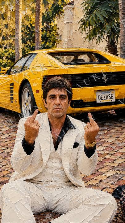 Man beside a yellow Ferrari — portrait wallpaper, Vauren Riviera pack