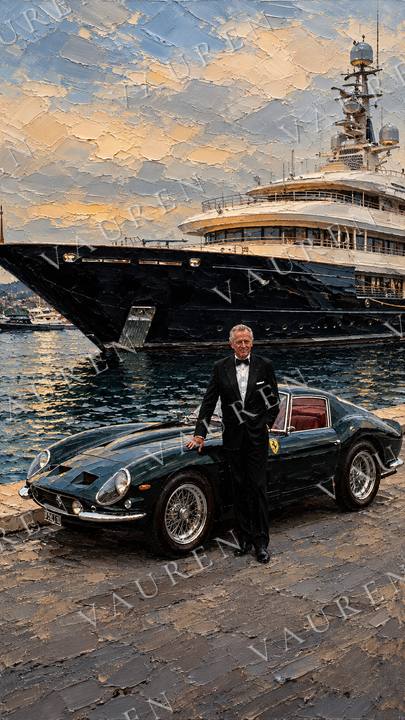 Luxury yacht, Ferrari and a gentleman — portrait wallpaper, Vauren Riviera pack